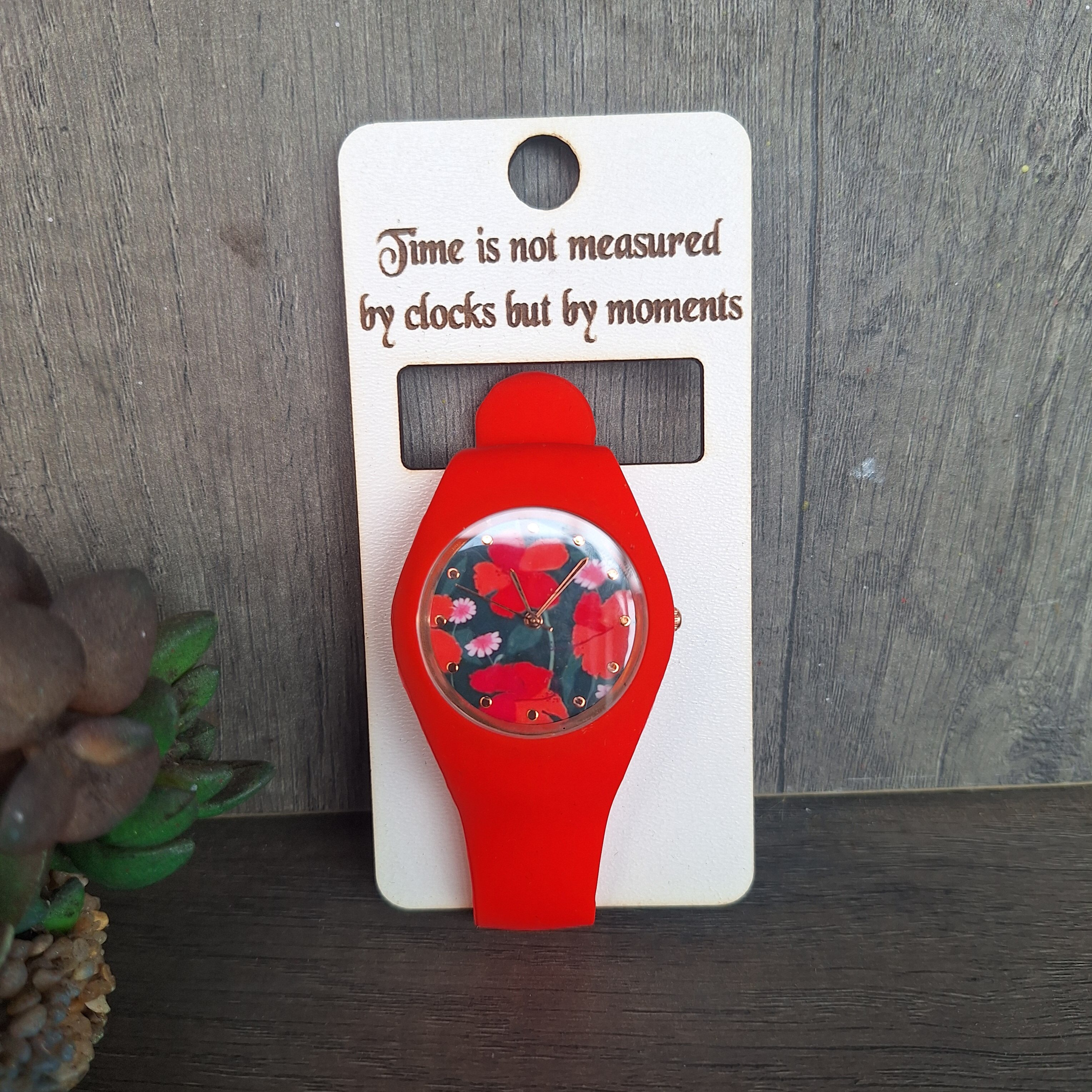 20260205_113416.jpg Red Silicone Watch With Flower Detail - Image 1