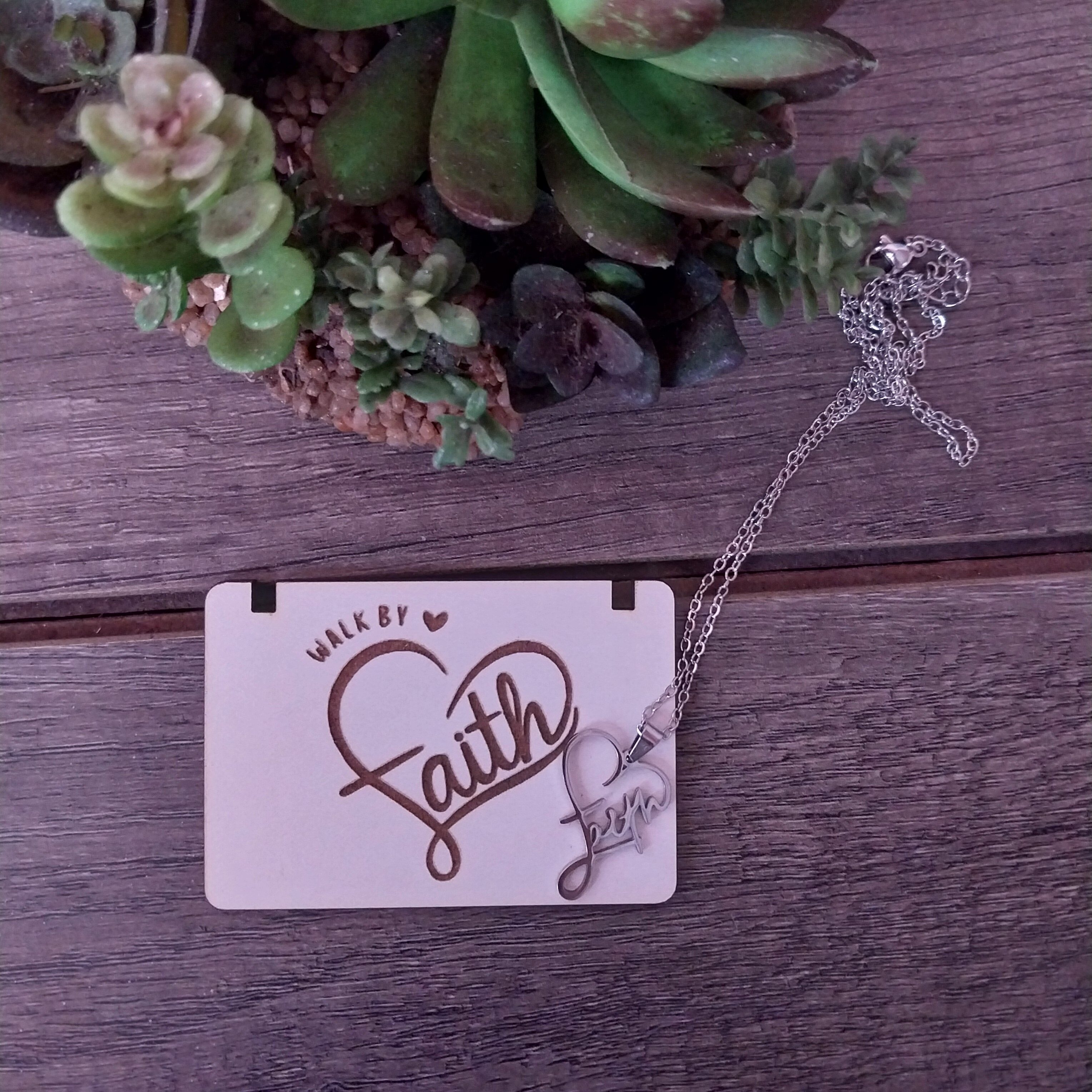 20250517_104427.jpg Walk by faith - Necklace Heart Shape - Image 1
