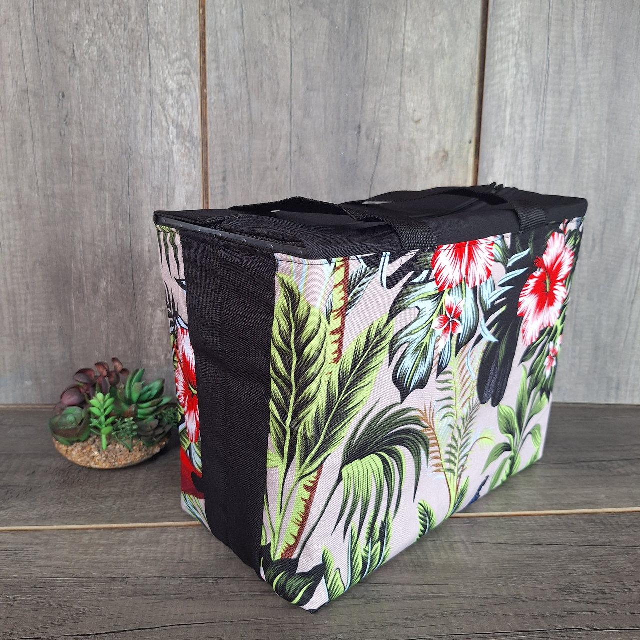 20260910_111737_result.jpg Multi-functional | Teacher bag - Medium Beige with Palm Leaves - Image 1