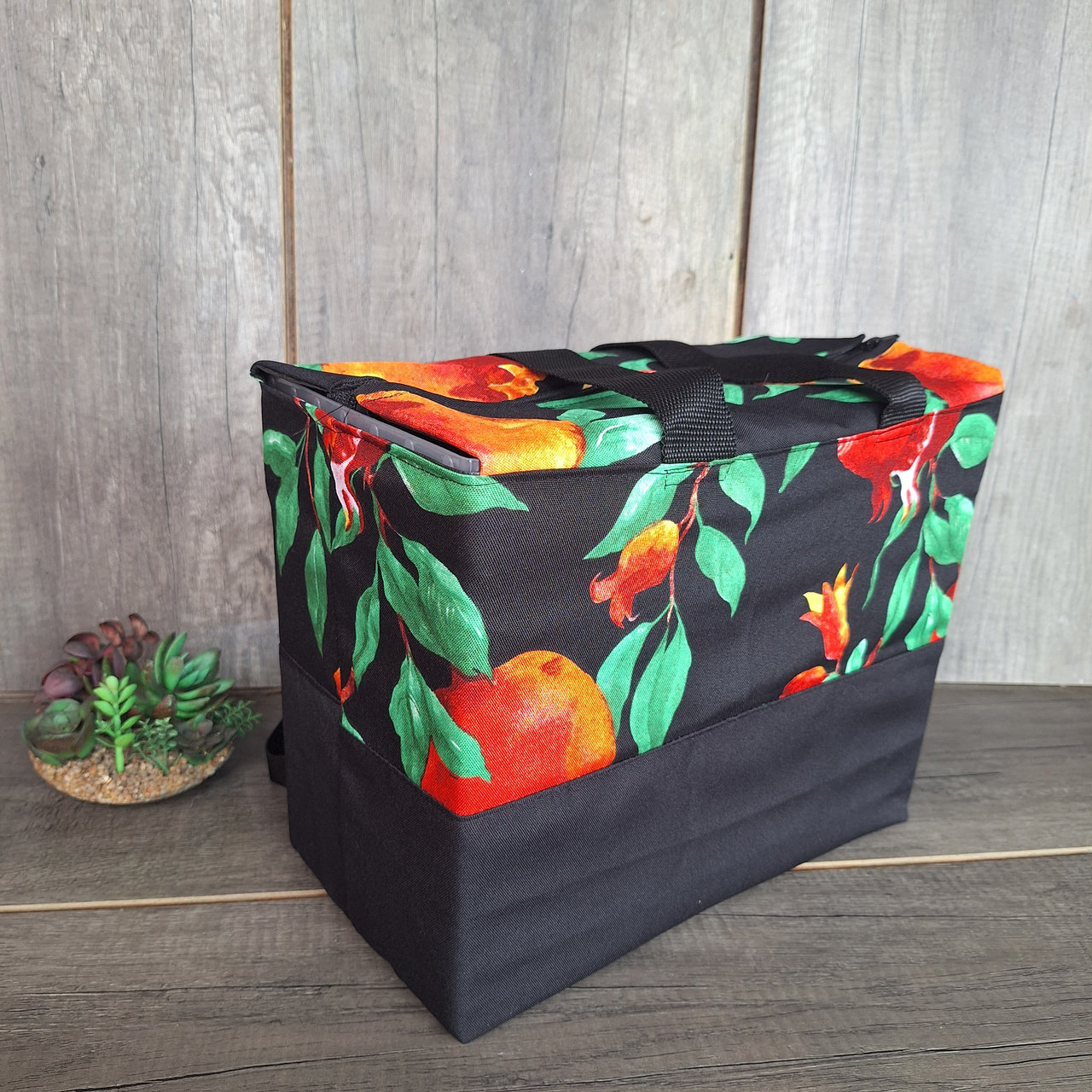 20260910_111937_result.jpg Multi-functional | Teacher bag - Medium Black with Pomegranates - Image 1