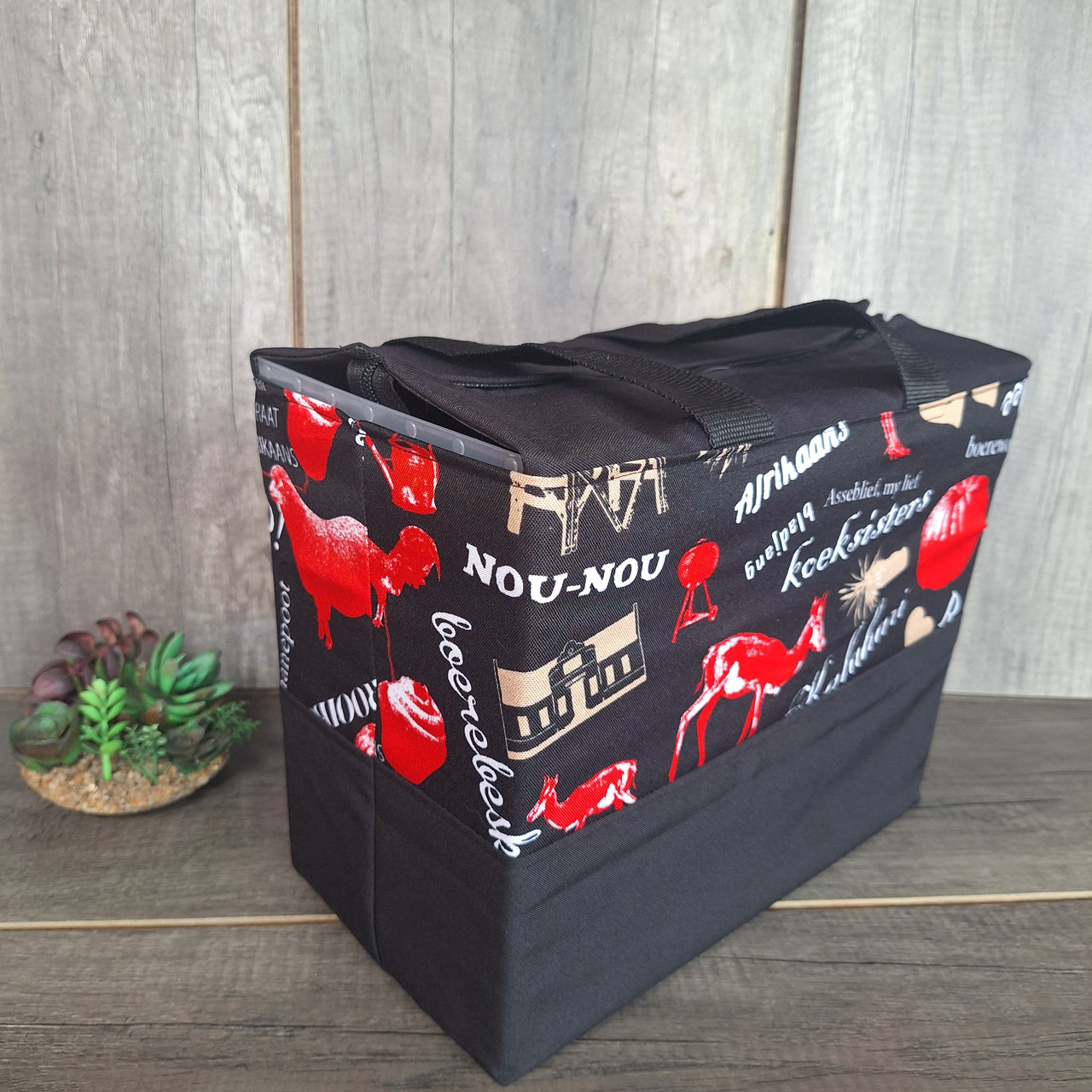 20260910_123141_result.jpg Multi-functional | Teacher bag - Medium Black With Red Animals - Image 1
