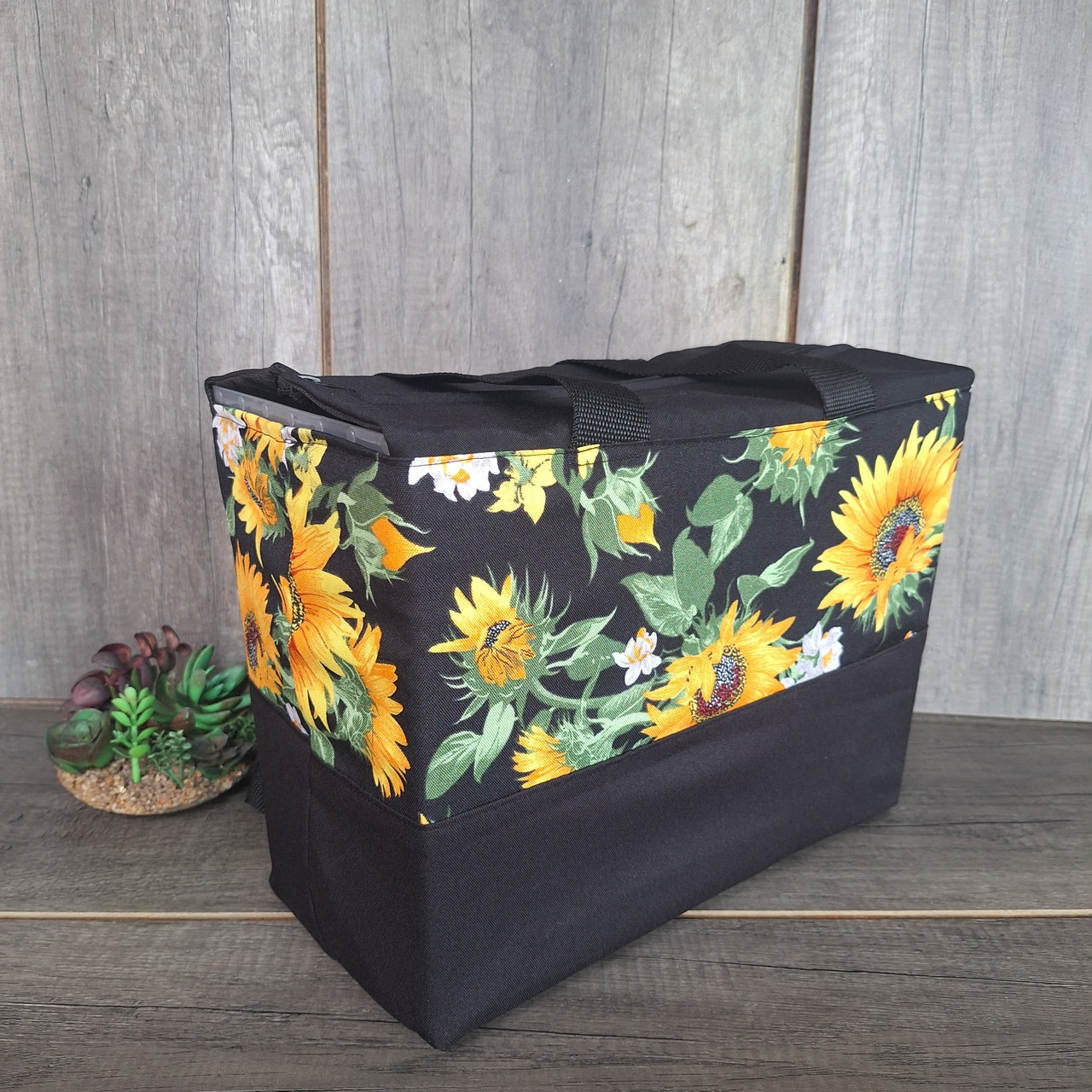 20260910_123203_result.jpg Multi-functional | Teacher bag - Medium Black With Sunflowers - Image 1