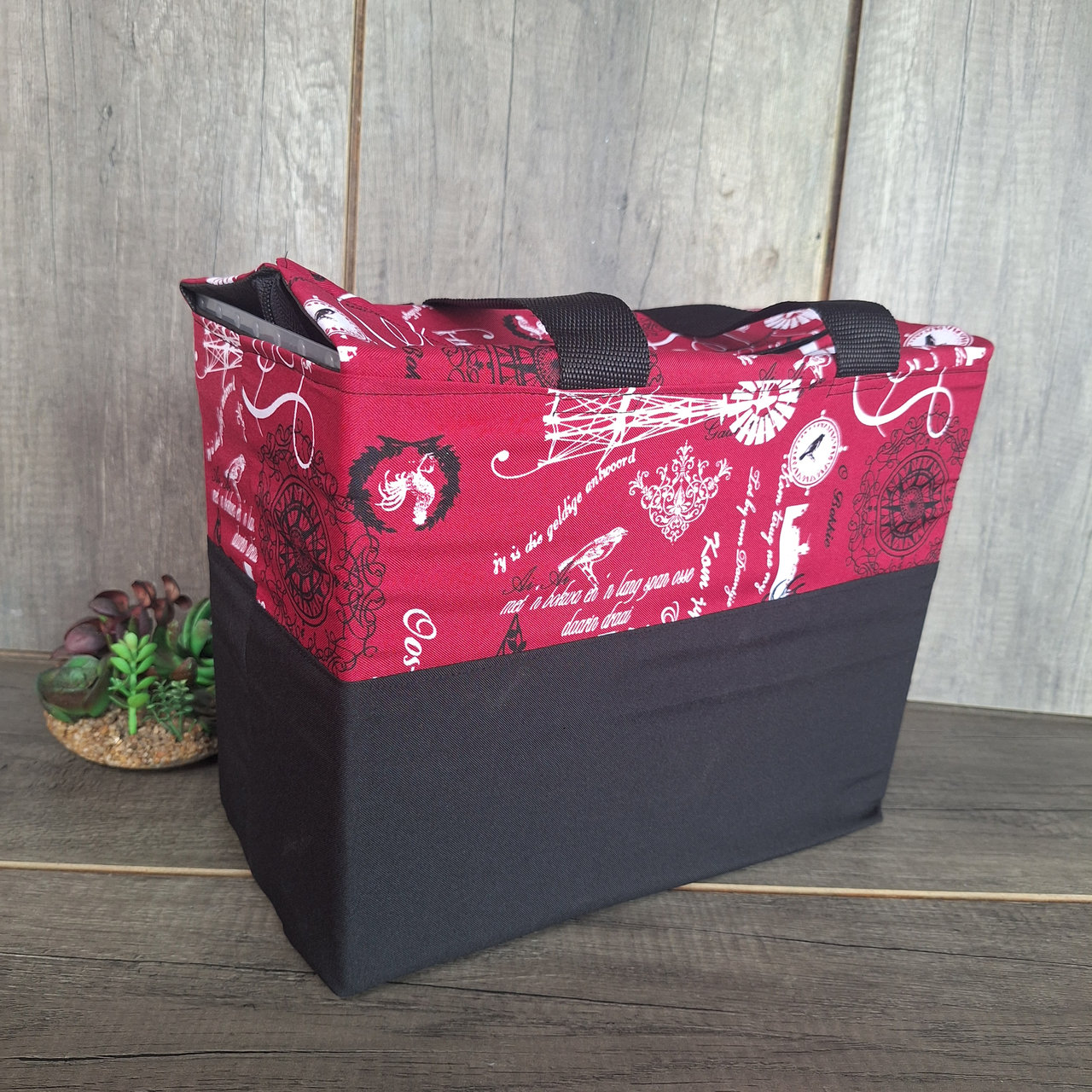 20260910_123250_result.jpg Multi-functional | Teacher bag - Medium Maroon With Patterns - Image 1