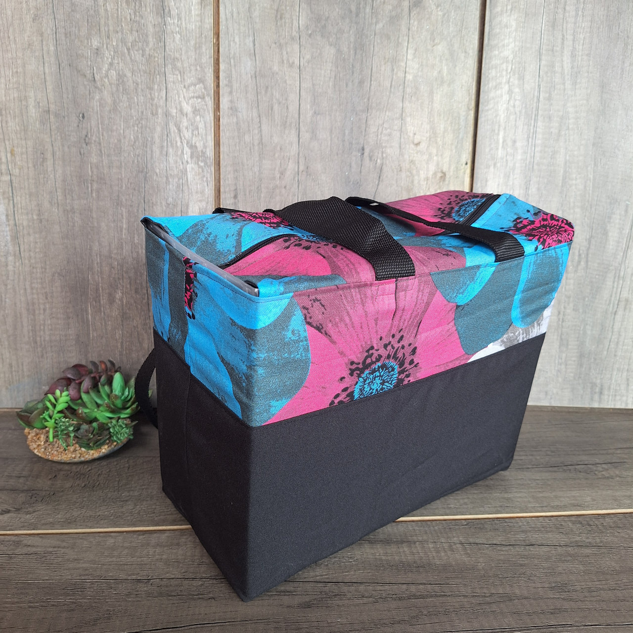 20260912_103447_result.jpg Multi-functional | Teacher bag - Medium Black with Blue and Pink - Image 1