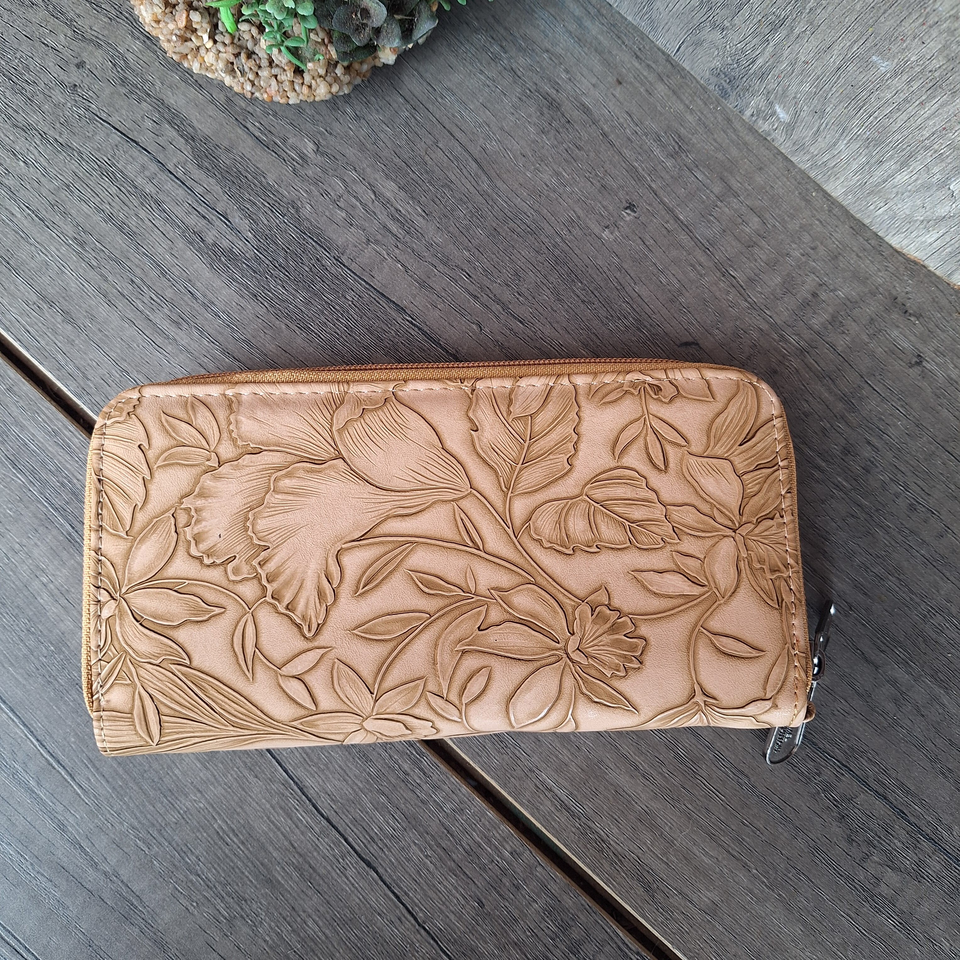 Light Brown Double Zip Wallet
